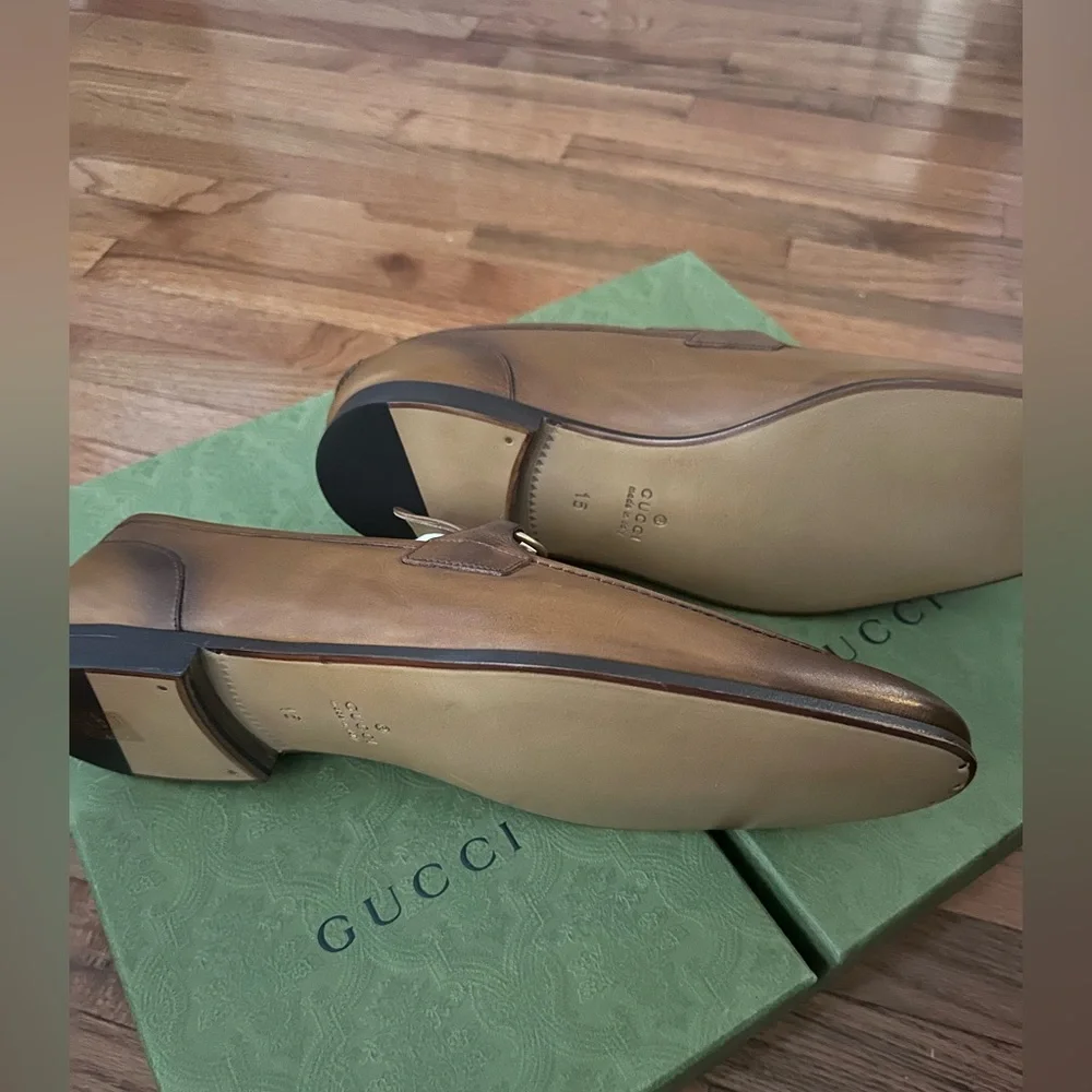 Gucci Brown Leather Horsebit Loafers